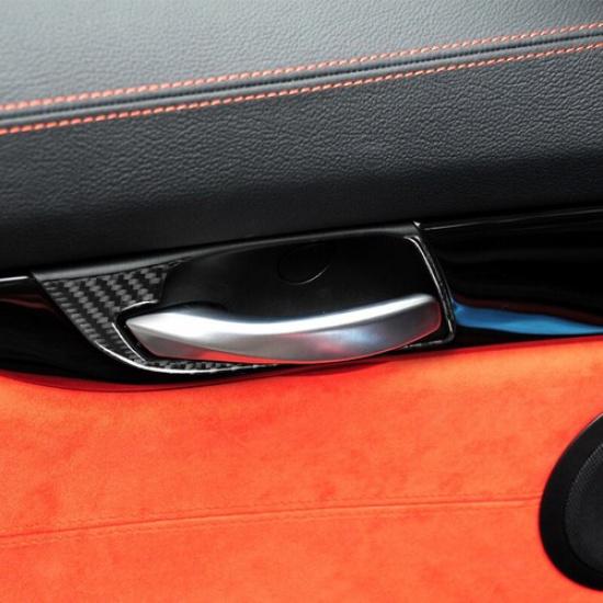 2Pcs Carbon Fiber Interior Door Handle Bowl Cover For BMW Z4 E89 2009-2016