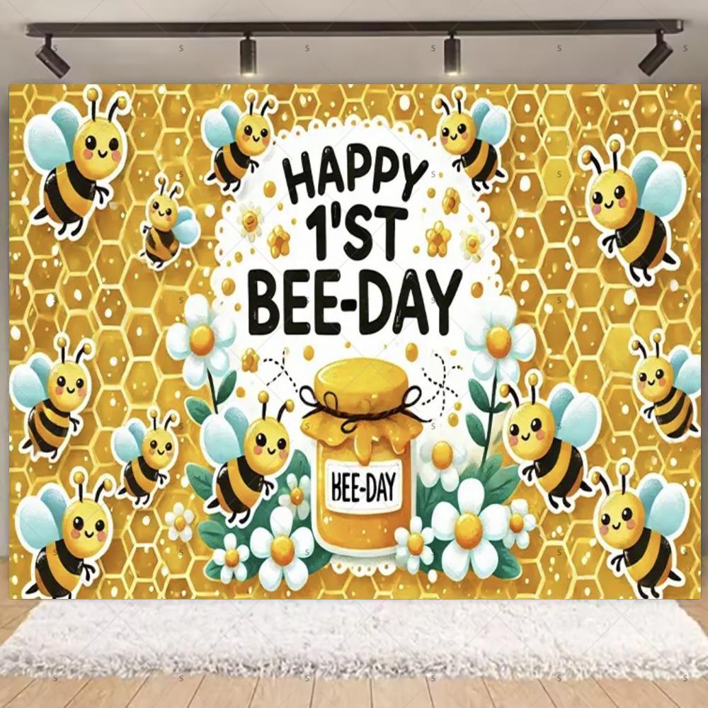 Cartoon Little Bee Theme Background Kids Birthday Party Decoration Honey Sunflowers Daisy Backdrop Newborn Baby Shower Supplies