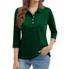 Women's Fashion Casual Lapel Short 3/4 Sleeve Color Shirt Women's Button Up Tops