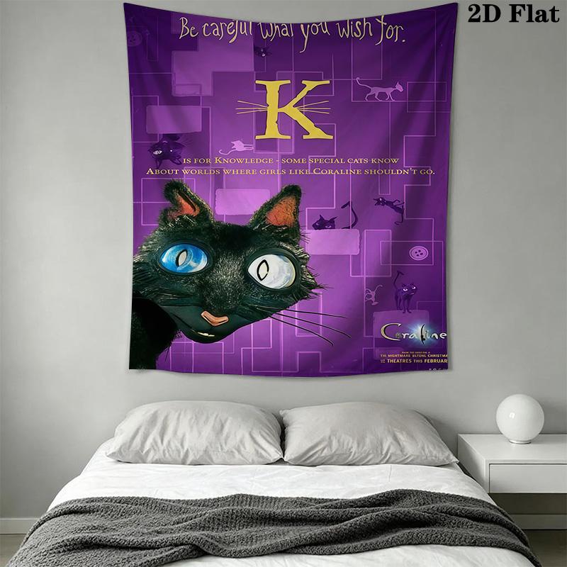 Coraline Tale Darkness Wonder Tapestry Wallmounted Fashion Print Homestay Soft Decoration Tapestry Atmospheric Background Cloth Christmas Gift
