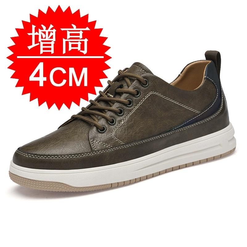 New Men Sneakers Elevator Shoes Comfortable Leather Heightening Shoes for Men Insole 4cm 6cm 8cm Heels Casual Lift Height Shoes