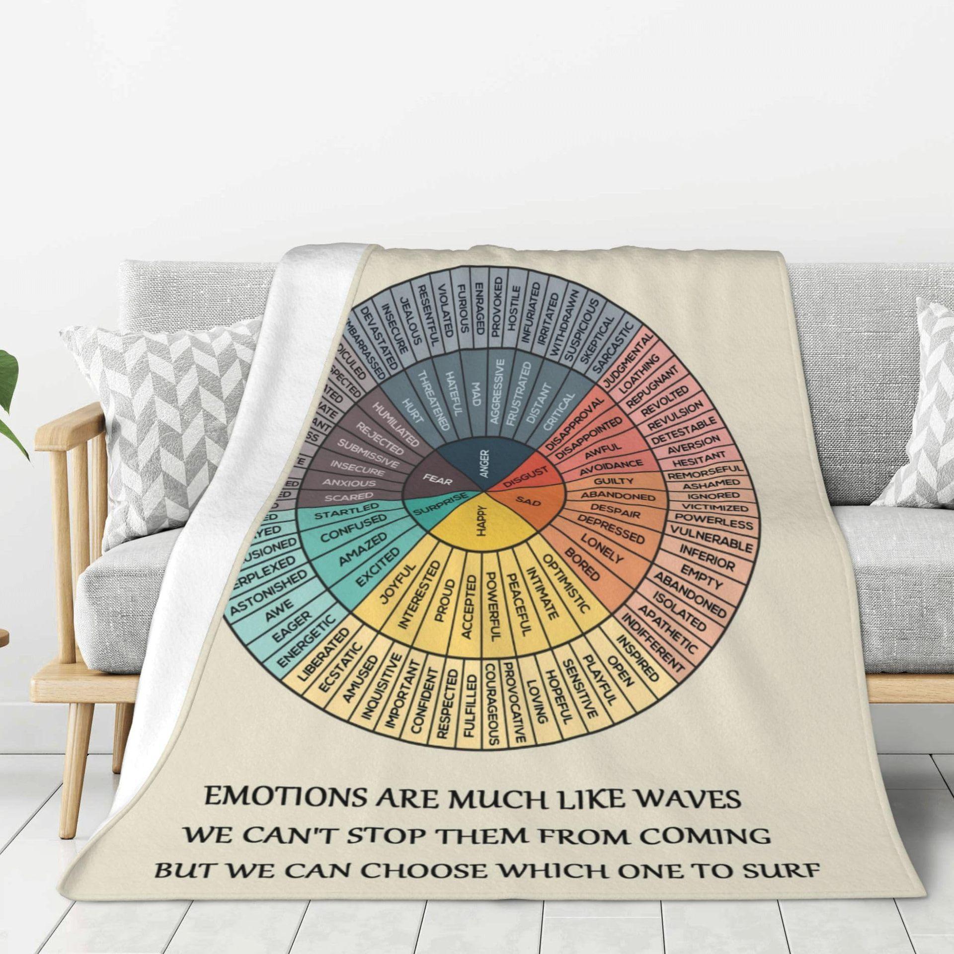 

Emotional Feeling Wheel Chart digital-printed polyester Bedroom velvet flannel soft sofa cover blanket Fleece cover blankets 75x90cm
