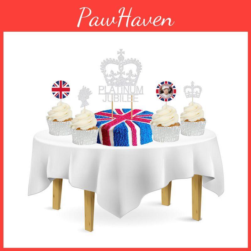 Elegantes Queen 70. Platin-Jubiläum Partyzubehör Set Wimpelkette Banner Caketopper Mehr!