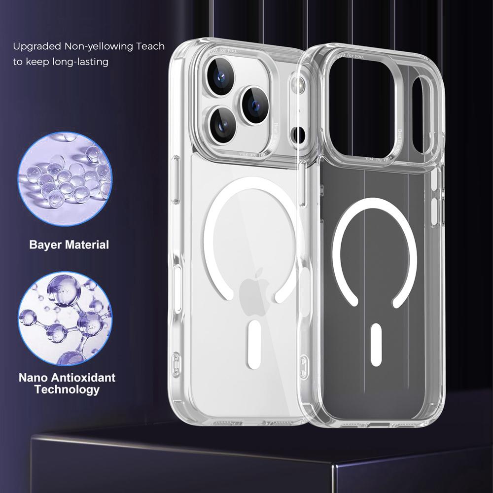 KEYSION Αντικραδαισμική Διαφανής Θήκη για MagSafe για iPhone 17 Pro Max Μαλακή TPU+PC Μαγνητική Ασύρματη Φόρτιση Τηλεφώνου Διάφανη Θήκη