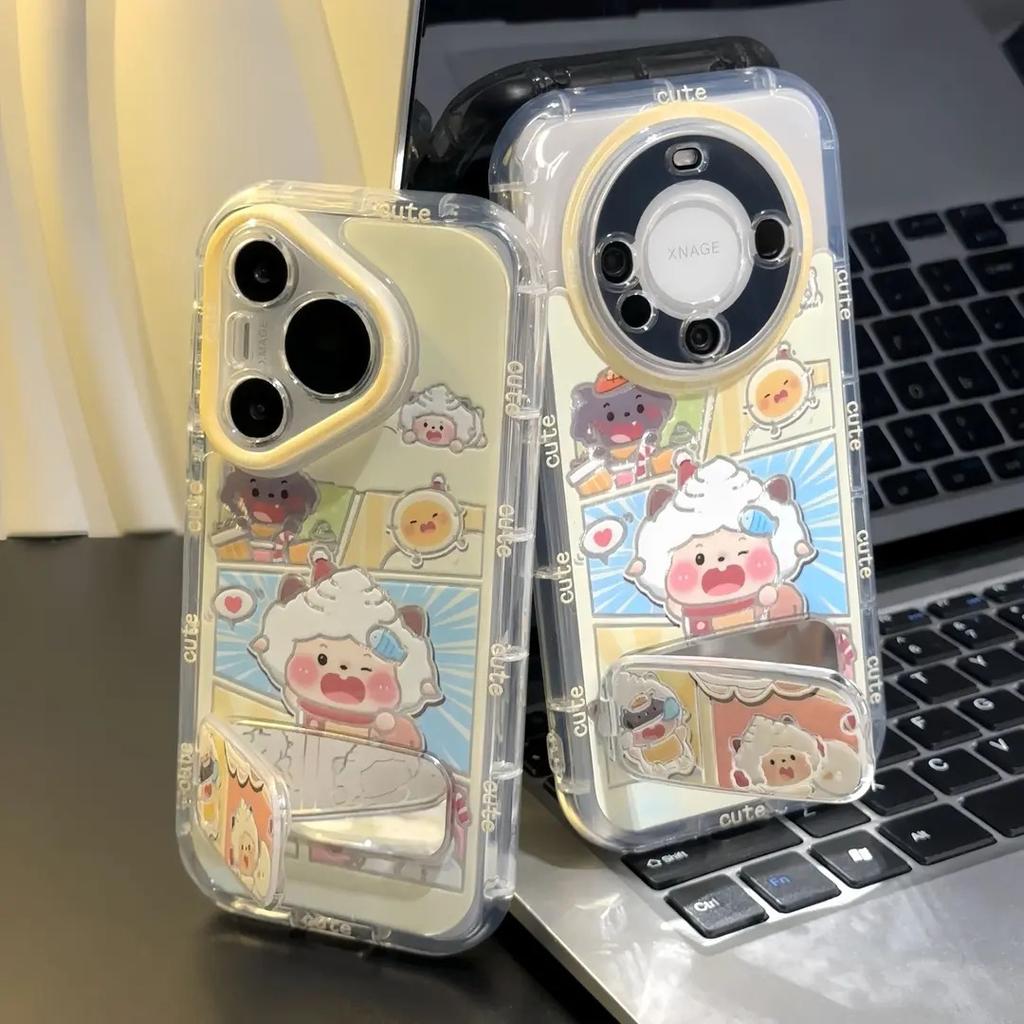 Lazy Sheep Cute Cartoon Phone Case Suitable for Apple 16promax Mirror Stand Iphone15 Case 14