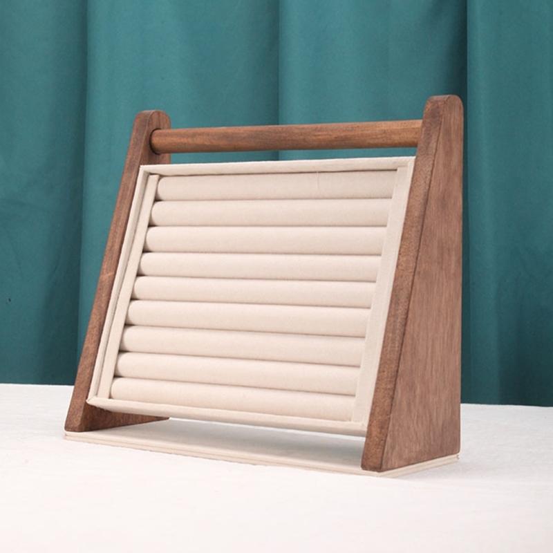 Wood Jewelry Display Stand Wood Rings Holder Jewelry Showcase Stand Suitable for Rings Earrings Bangle and Necklaces