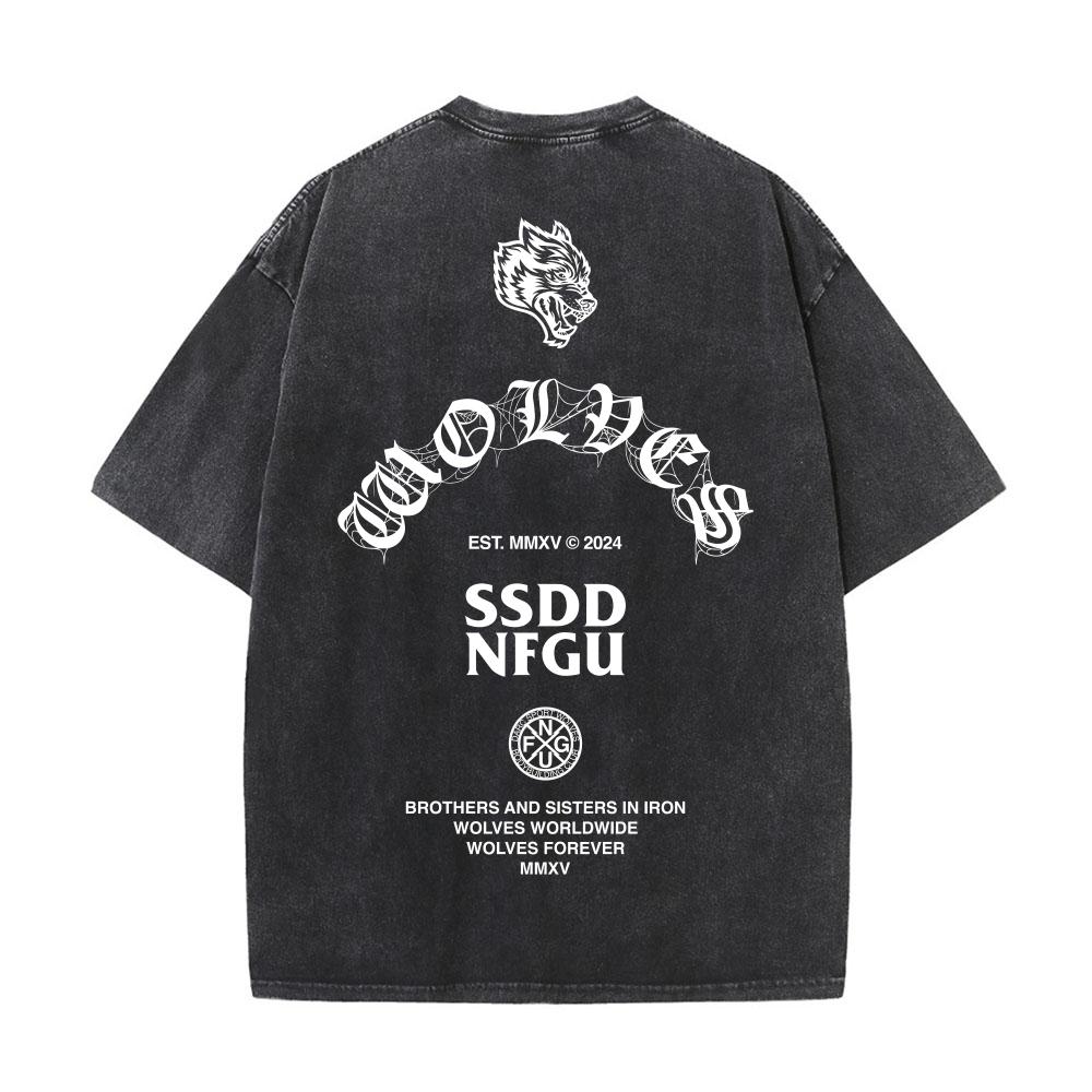 

Футболка с графикой волка мужская женская винтажная выстиранная с коротким рукавом мужская мужская хип-хоп оверсайз футболка уличная одежда 3XL