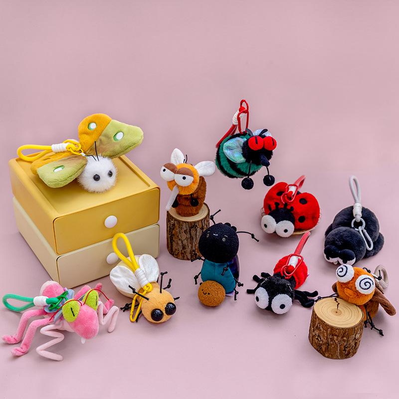 Simulation Insect Plush Toy Mosquito Pendant Soft Plushie Figured Animal with Keychain for Kids Room Decor
