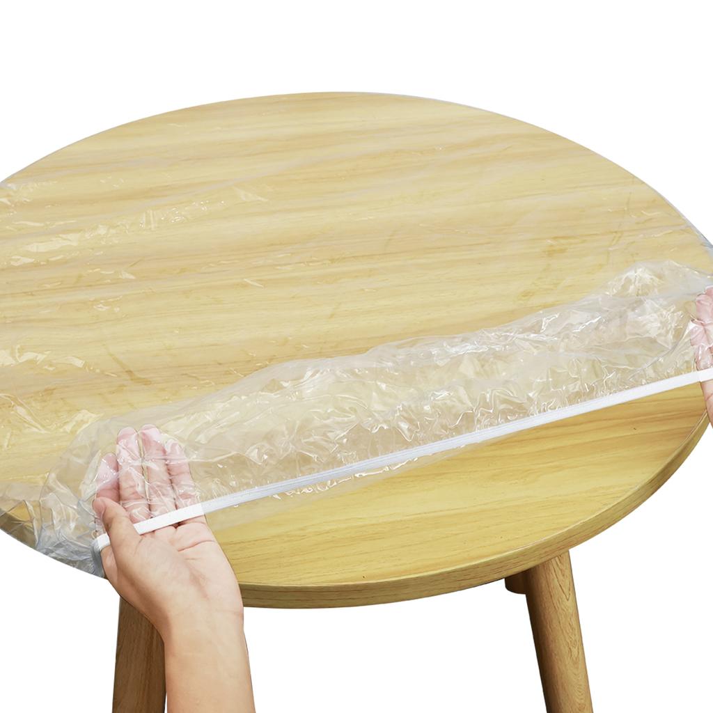 Round Tablecloth Elastic Transparent PVC Waterproof Oil-Proof Table Protector Cover Home Fitted Dinning Table Covers 3 Size