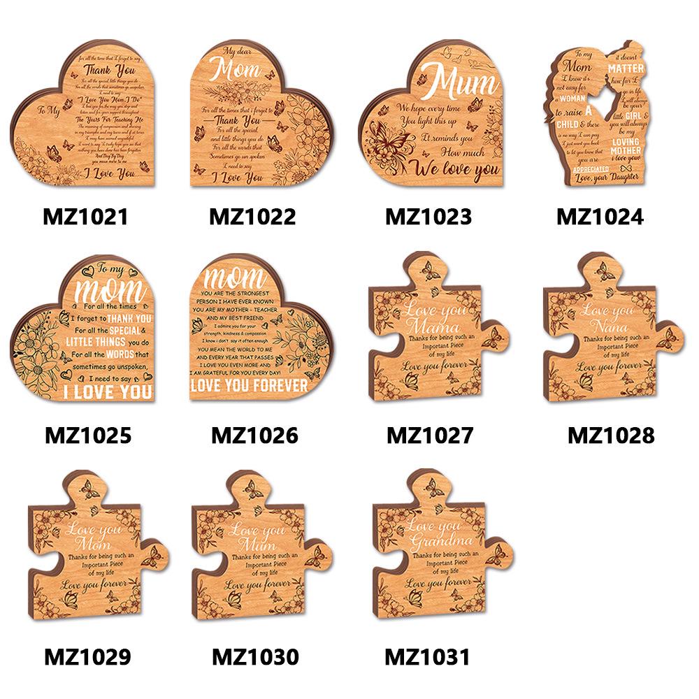 MZ1021-1031 Mother's Day Heart Wooden Desktop Ornament