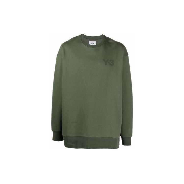 

Y-3 FW21 Solid Color Logo Print Pullover Sweatshirt Men sweatshirt Green HF7070 XL