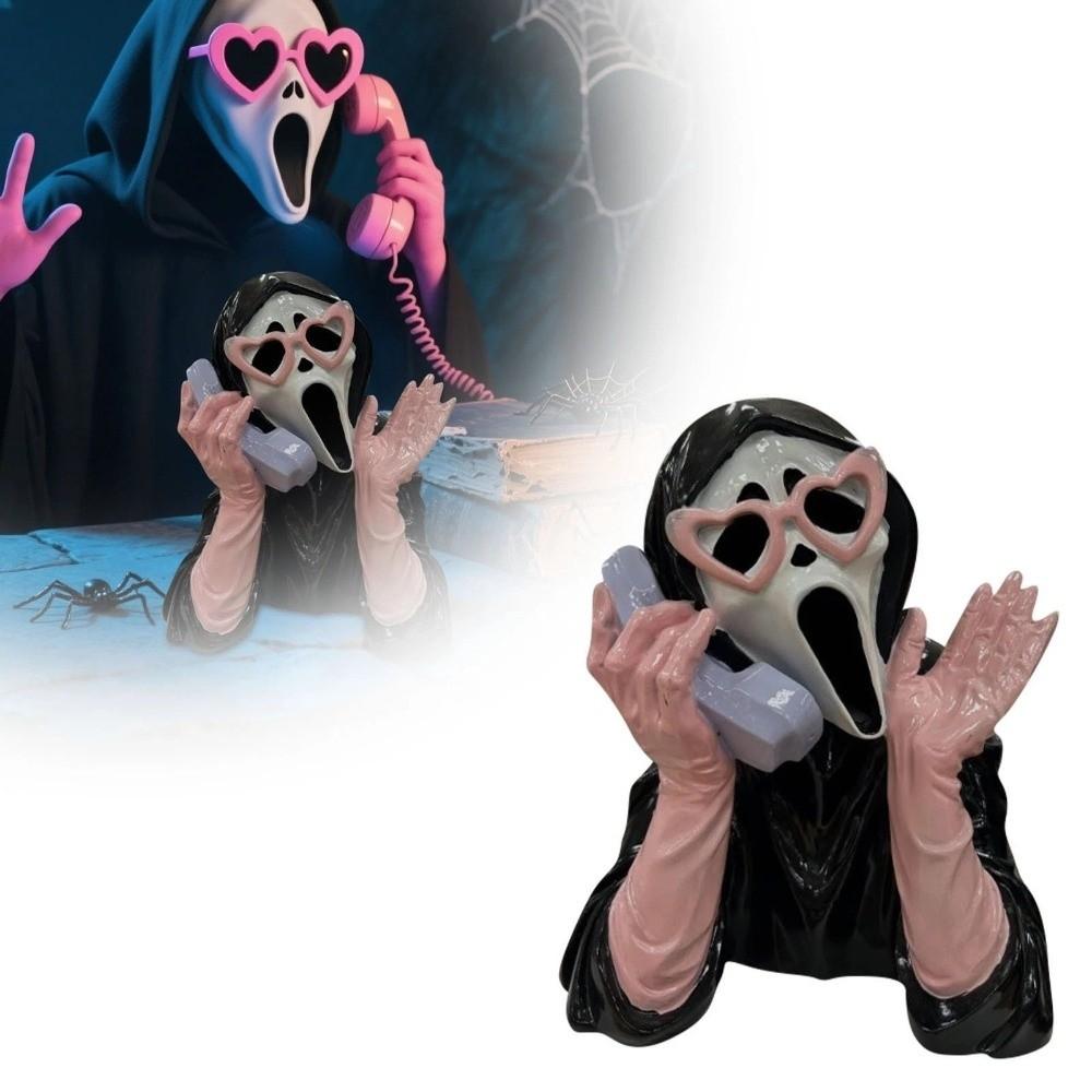 Pink Halloween Ghost Figurine Resin Glowing Ghost Ornament  Haunted House