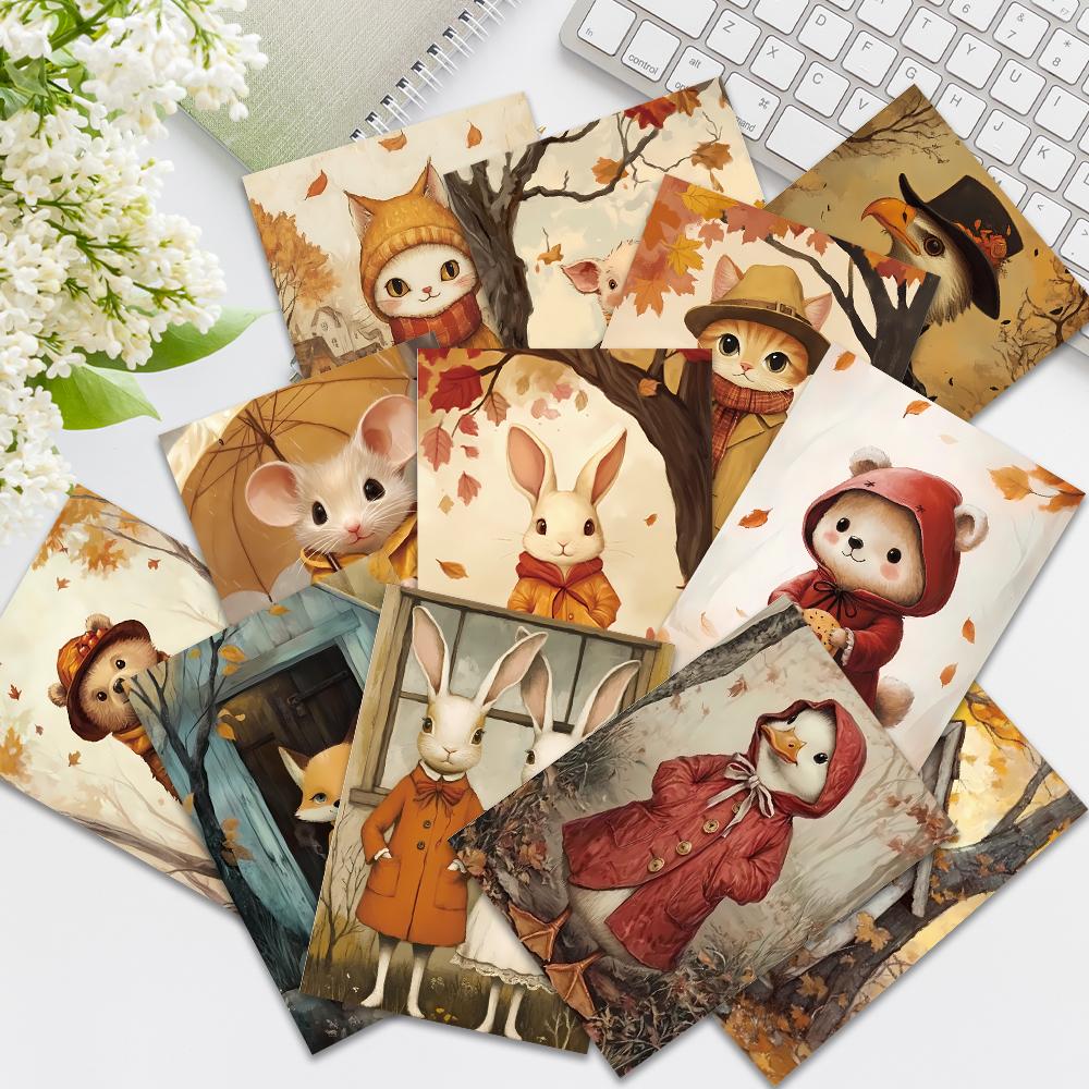 32 Pcs, Vintage Animal Postcards, Wall Stickers, Mailing Cards, Greeting Cards, DIY Postcards, Souvenir Postcards, Decorations