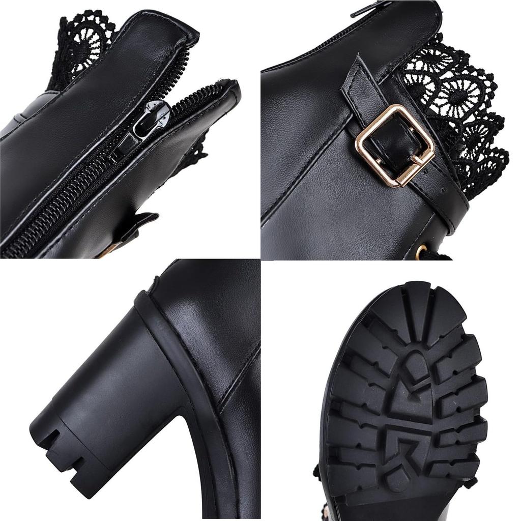 VCWinMeety Platform Short Boots with Thick Thick Shoes for and Side Casual Cold Black Size Women's Boots, Soles, Mass-Produced Lace-Up Shoes, Heels,