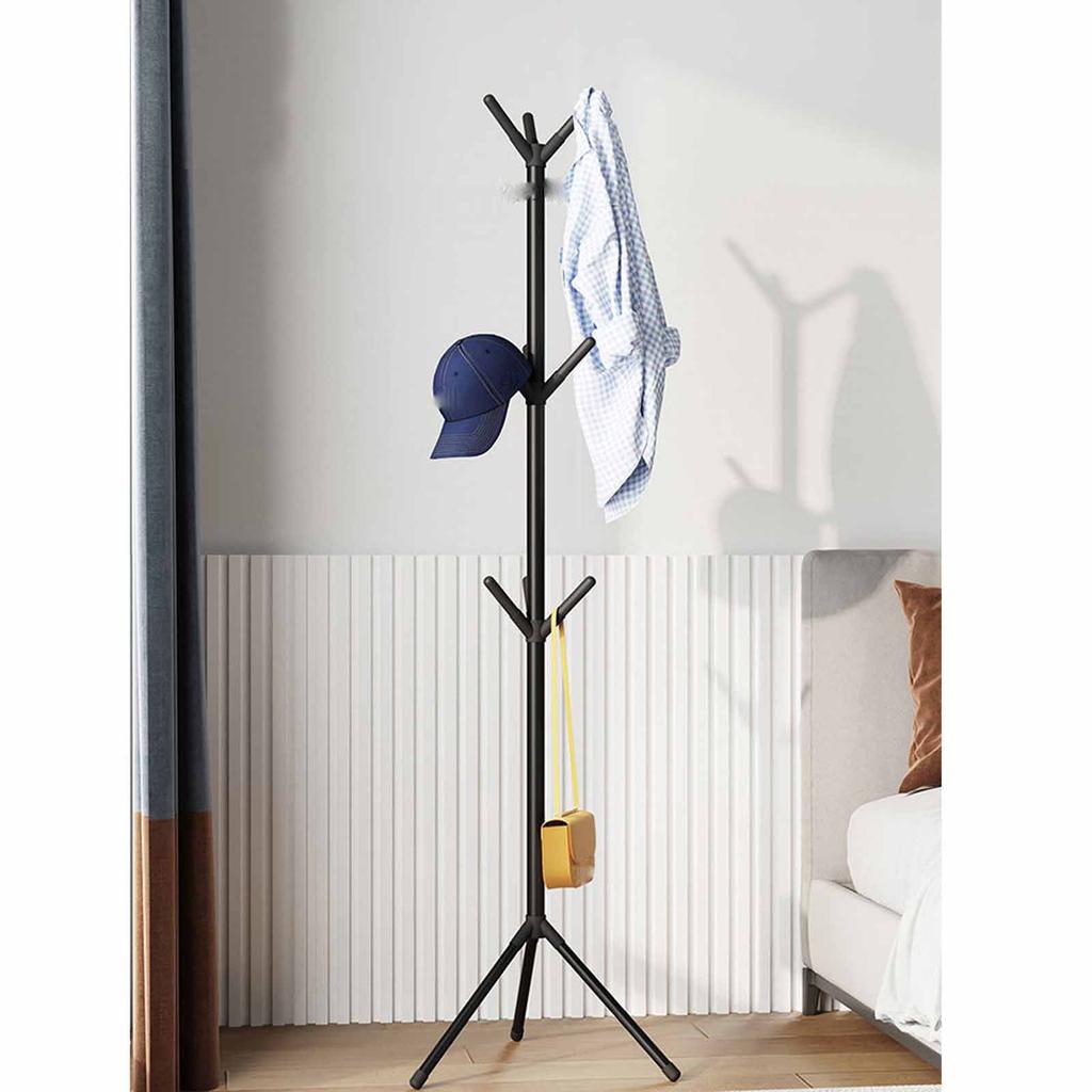 Floor-Standing Coat Rack, Vertical Clothes Hanger for Bedroom & Dorm, Iron Stand for Jackets, Bags, Hats, Storage Organizer