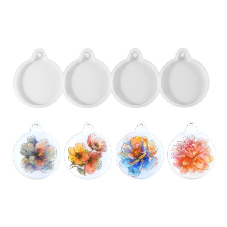 Christmas Round Ornament Resin Mold 4Pcs Silicone Pendant Mold for Festive Jewelry and Christmas Decoration Crafting