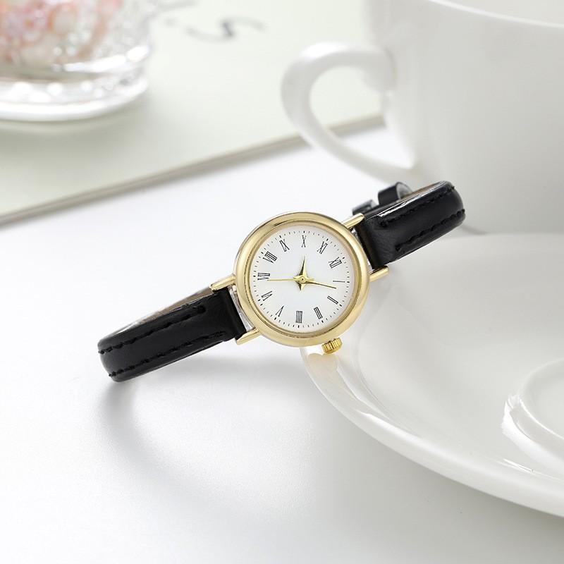 Quartz Watch Academy Style Simple Ultra-Small Dial Retro Literary Fine Strap Small Watch Women