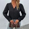 Spring and Autumn Women's Shirt Fashion Inside Long Sleeve V-Neck Lace Shirt Top