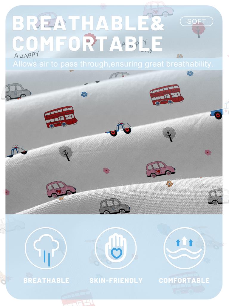 1 Cartoon Lustiges Auto Bedrucktes Mattes Spannbettlaken, Schlafzimmer Bedruckte Bettdecke, Bettwäsche (Ohne Kissenbezüge)