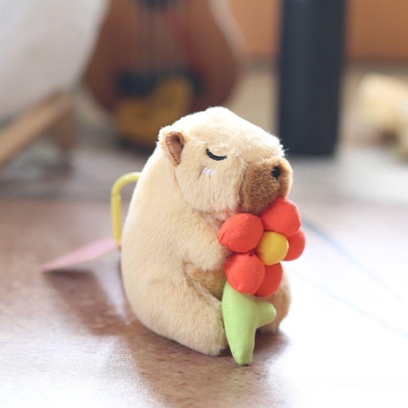 Capybara Pink Plush Keychain Toy With Watermelon Pattern Kid Collectors Doll