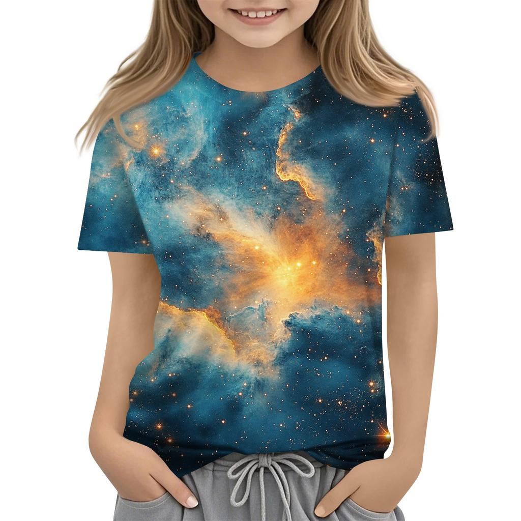 Toddler Girl Boy Shirt Cute Starlit Sky Printed T-Shirts Kids Shirts 1-15Y