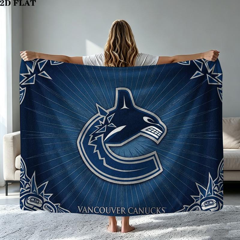 VANCOUVER CANUCKS Print Flannel Blanket High Quality Warm Comfortable Cover for All Seasons Perfect for Gifts Home Decor