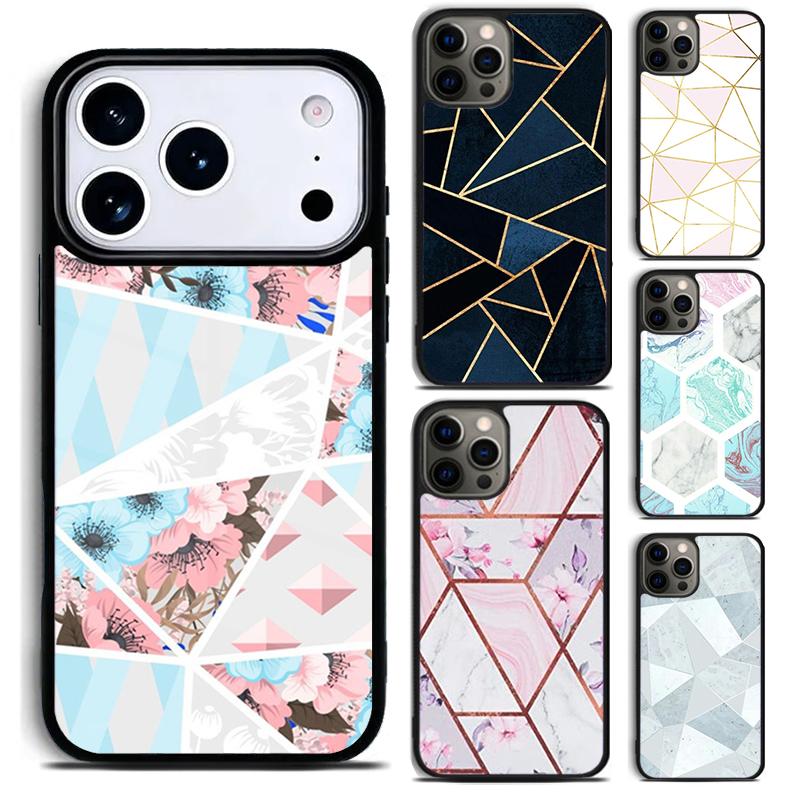 Marmor Geometrisches Handyhülle für iPhone 17 16 15 Pro Max Air 14 13 12 11 Plus Stoßfest Capa Cover
