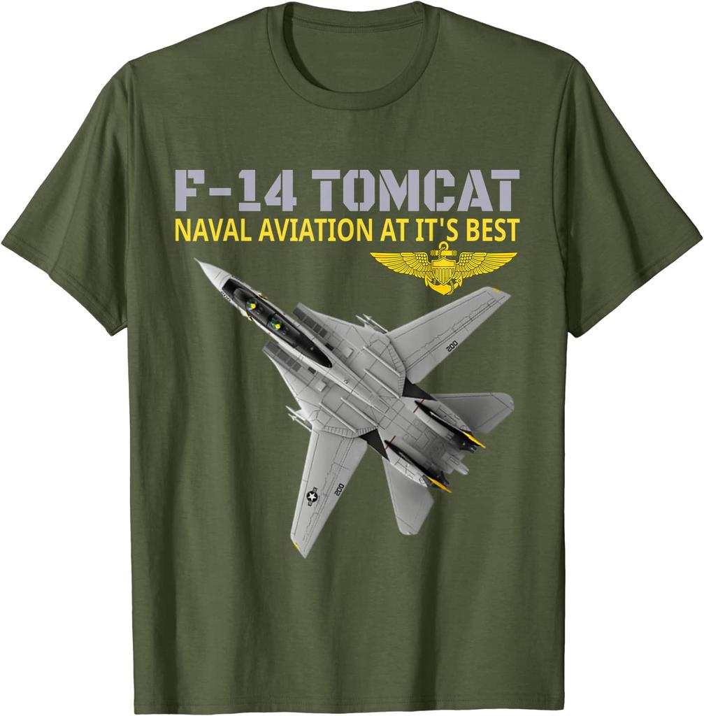De F-14 Tomcat In Actie.Luchtvaart van de Marine Op Zijn Best. Heren T-shirt Korte Mouw Casual Katoen Ronde Hals Zomer Shirt