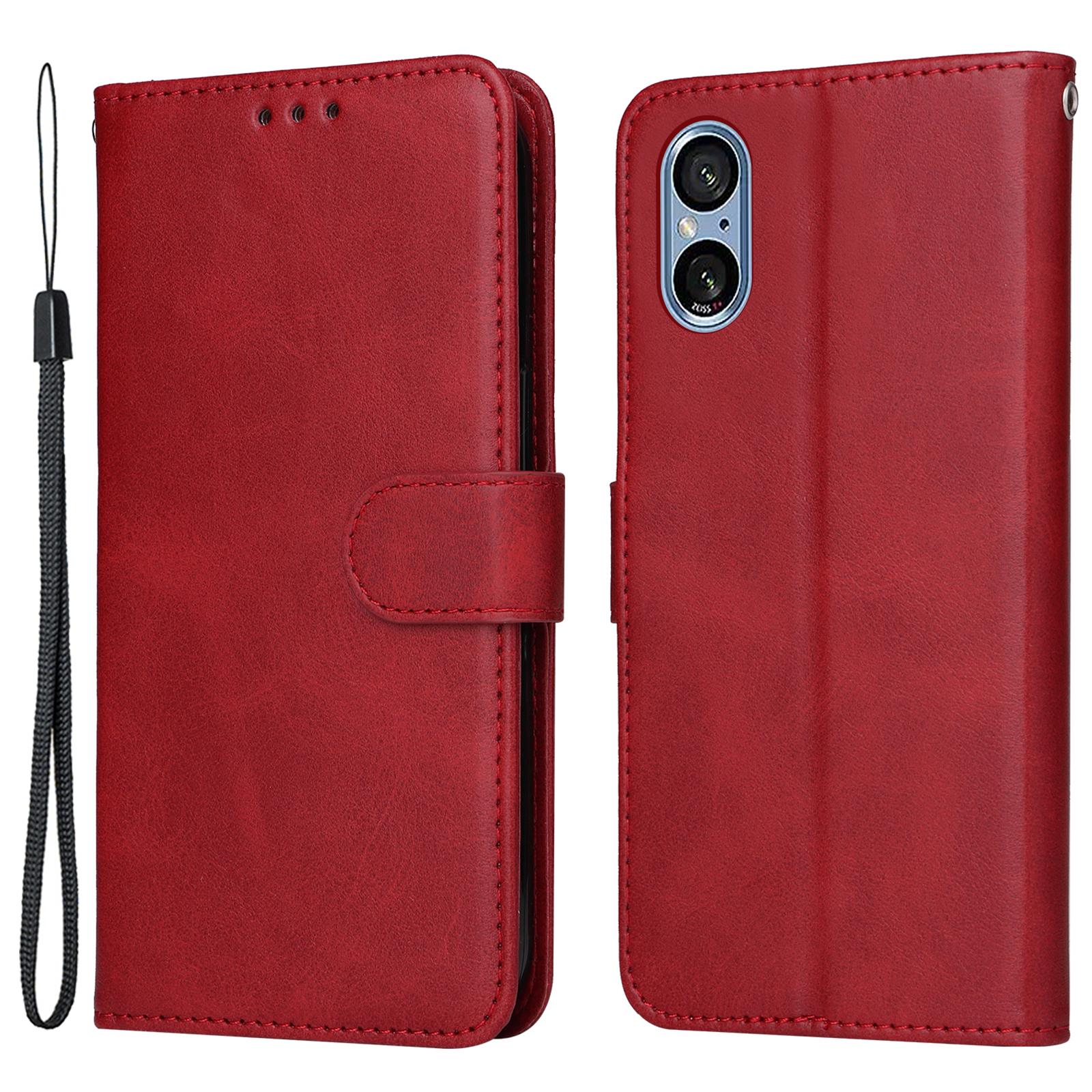 

For Sony Xperia 5 V Wallet Case Leather Stand Card Holder Phone Cover Red