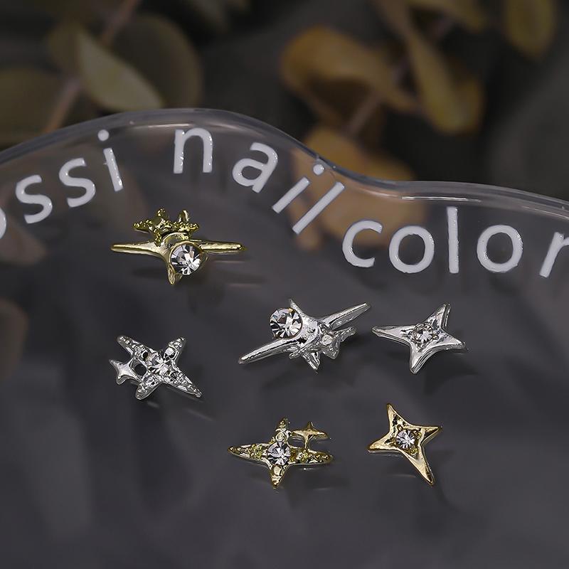 10 st 3D-legering Asterism Nagelhängen Dekorationer Stjärntillbehör Glitter Nageldelar Nagelkonst Material Tillbehör