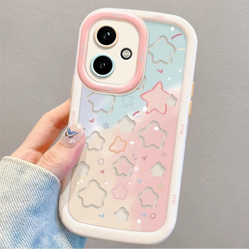 Colorful Star Cream Shell for Apple 16/15 Phone Case 14 Anti Drop 13 Creative 12 Advanced 11 New