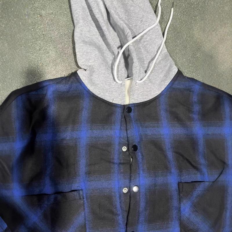 Chaqueta Casual para Hombre con Capucha, Forro de Polar, Cuadros y Cierre de Botones