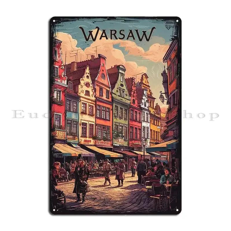Warsaw Vintage Travel Poster Metal Plaque Poster Garage Customize Wall Decor Club Cinema Tin Sign Poster