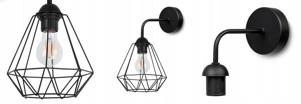 ELEGANT RETRO WALL LAMP WIRE BLACK LOFT