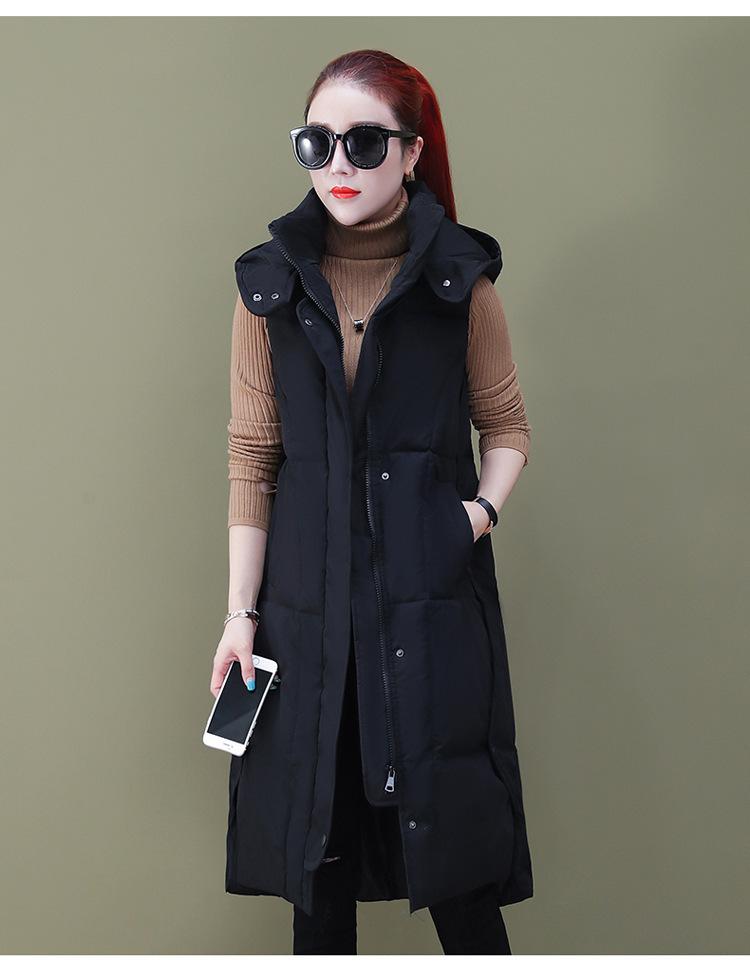 

Осенне-зимний женский однотонный жилет с капюшоном, свободная утолщенная теплая женская куртка без рукавов XXXL чёрный