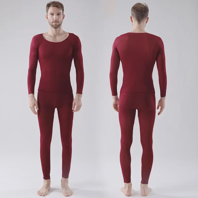 Men's Thermal Cotton Sweater & Pants Set - Round Neck, Thin Autumn Layer