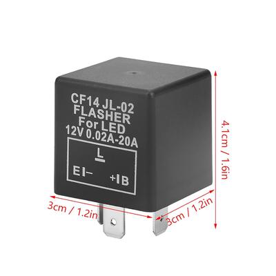 12V LED Flasher Relay, CF14 JL-02 3 Pin LED Flasher Flash Relay for Car Motorcycle Turn Signal Light Hyper Flash Fix