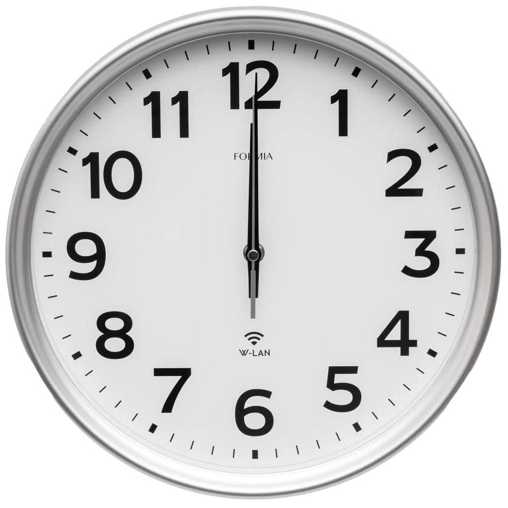 Formia Wall Wireless LAN Silent Battery Replacement Nighttime Second Hand Clock, Compatible, 30.9cm Diameter, Operation, Notification, Stop, Analog,