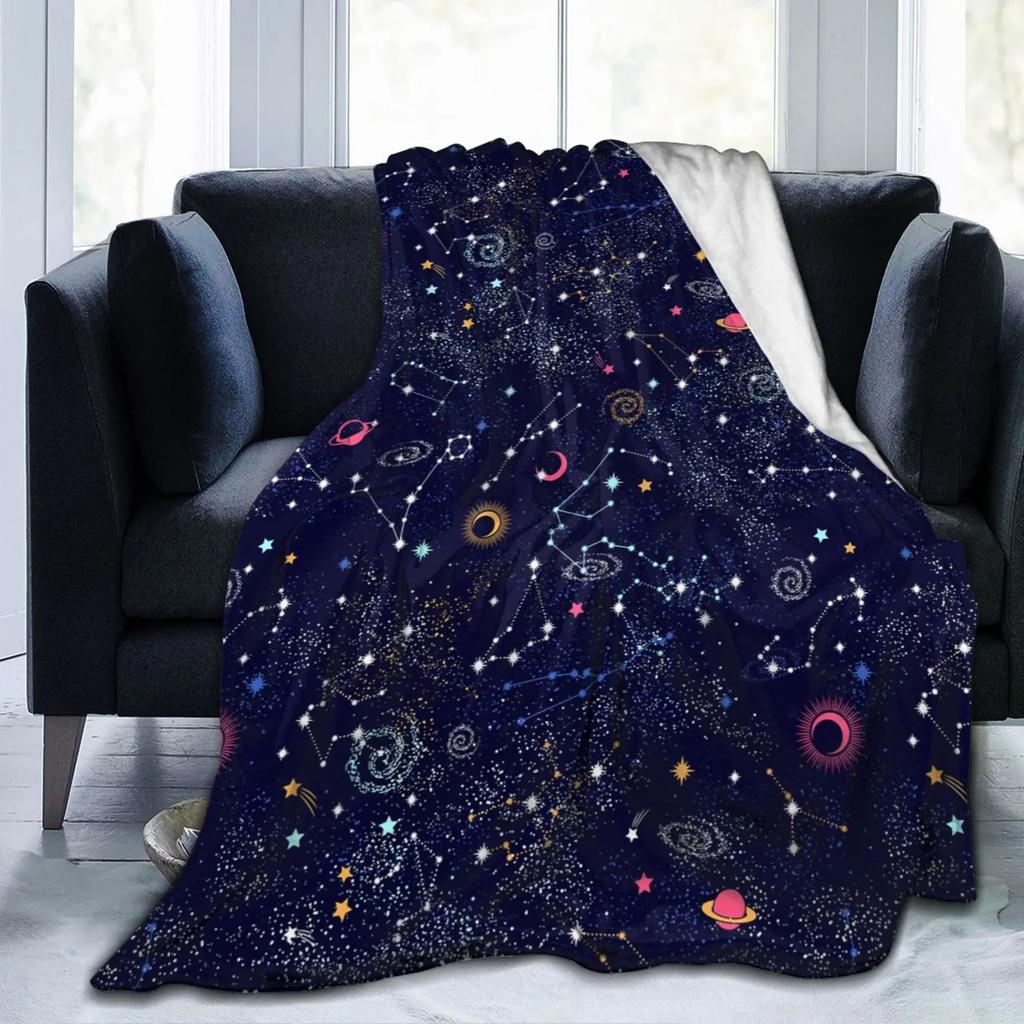 Galaxy Space Planet Flannel Fleece Throw Blanket for Couch Soft Fluffy Sofa Bed Blanket Warm and Lightweight Throws 80x60 Inch