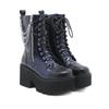 Fashion Autumn Winter Waterproof Women Leather Boots Punk Style Chain Design Female High Top Motorycle Boots Thick Soled Women Shoes