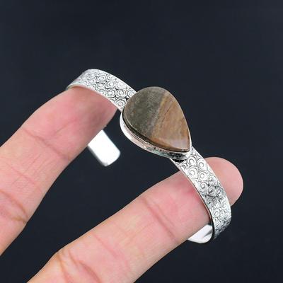 Daughters Day Deal Polychrome Jasper Stone Artisan Bangle Bracelet 925 Silver