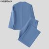 INCERUN Two Pieces Outfits Men Long Sleeve Layers Thin Blazer Long Straight Pants Party Sets