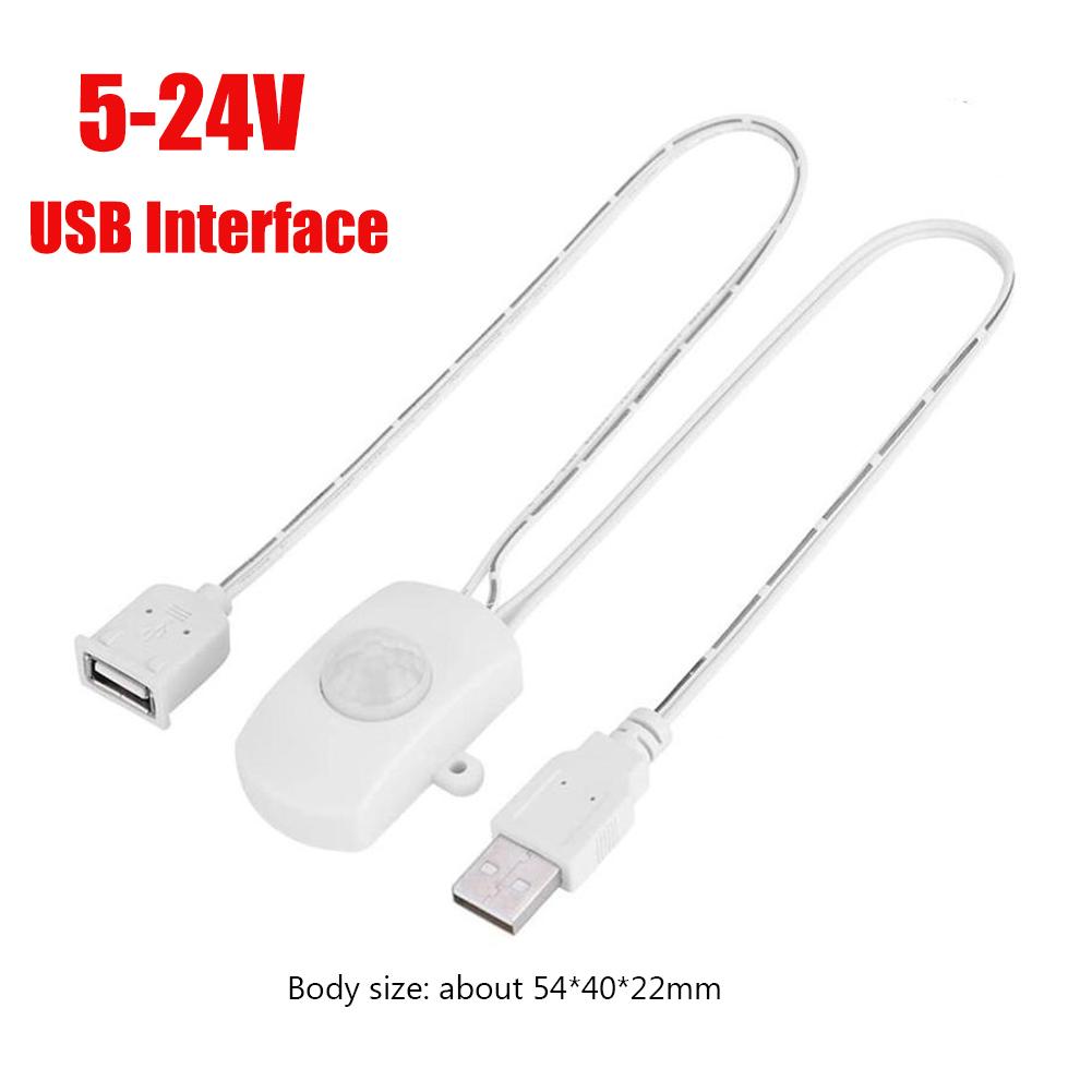 DC 5-24V PIR Infrared Motion human body Sensor Detector USB interface 5.5 DC Plug Mini Corridor Closet Underbed LED Light Switch