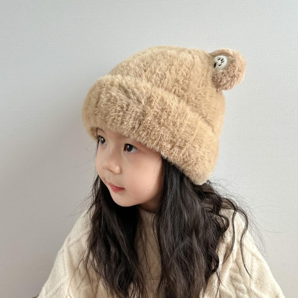 

Anti Cold Winter Kids Knitted Beanie Plush Knitted Hat New Earflap Hat Children хакі