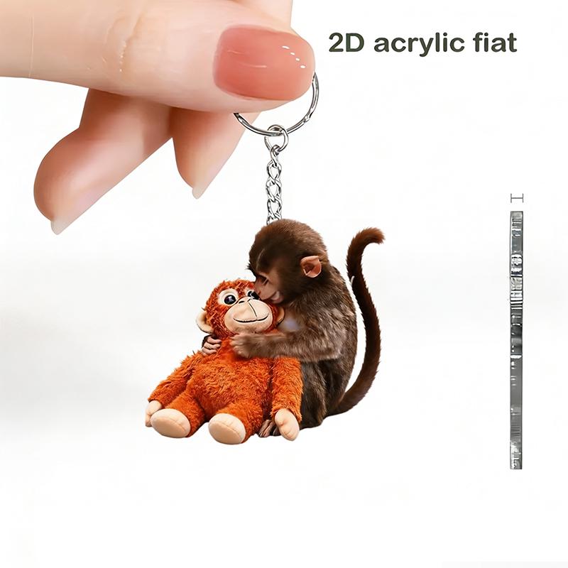 Protect Punch The Monkey Punch Monkey Doll Keychain Cute 3D Monkey Decor Hanging Keychain Anime Peripherals Toy Birthday Gift