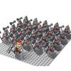 21Pcs/lot Dane Iron Feet Eomer Rohan Warriorr Vs Uruk Hai Army Figrues With Shield Sword Bow Spear Building Blocks Toys for Kids