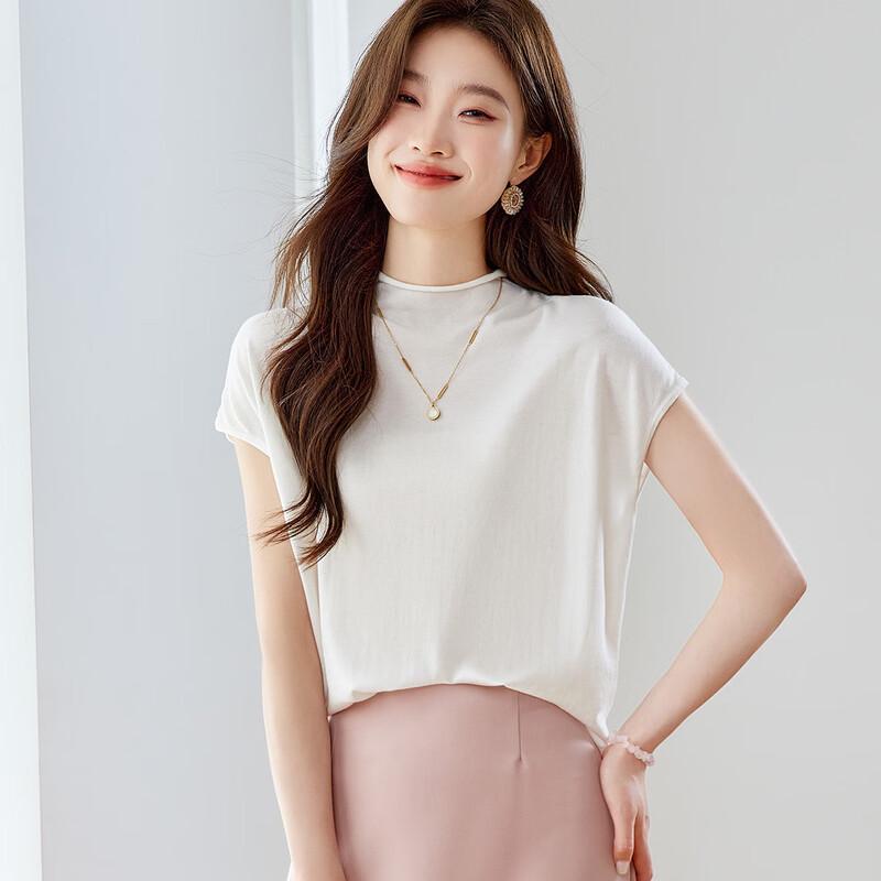 Srcr Women's Minimalist Silk Blend Short Sleeve T-Shirt