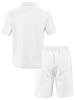 Men's Summer Jacquard Button-Down Polo Shirt & Shorts Set - Casual Sportswear Collection