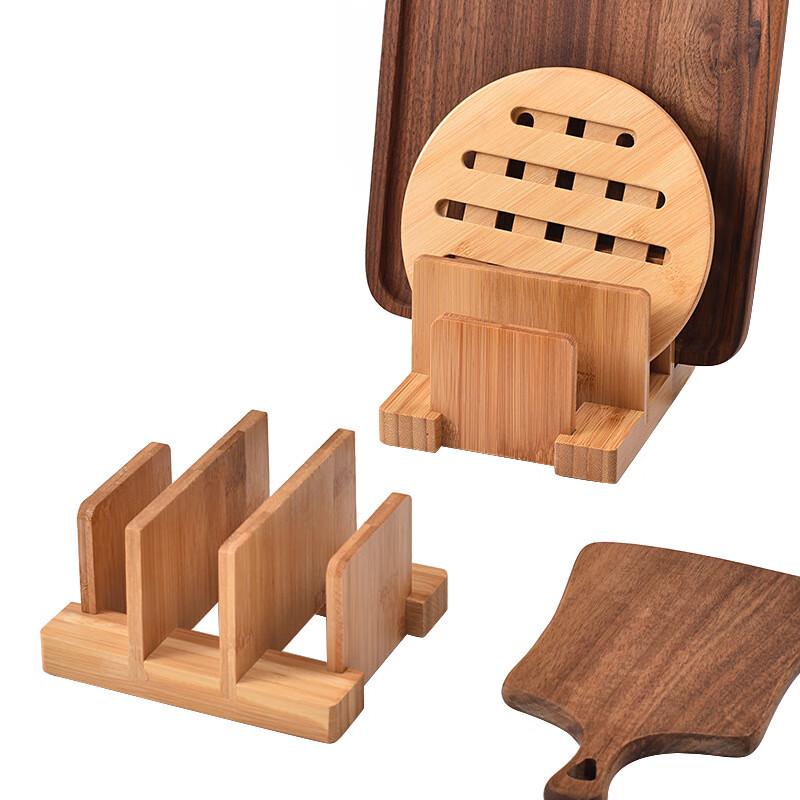 Bamboo Cutting Board and Pot Lid Storage Rack
