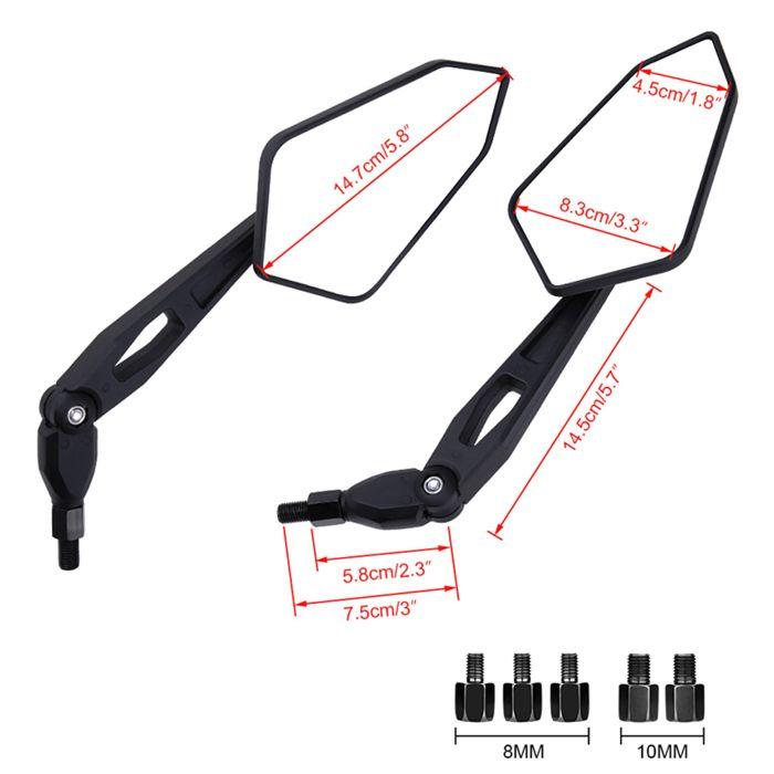 Motorfietsspiegel met E-keurmerk RSX2 zwarte spiegel